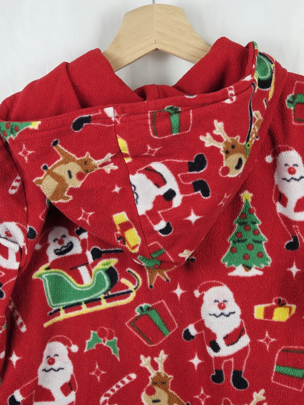 The Children's Place Red Christmas Santa & Reindeer Onesie Pajamas Large 10/12